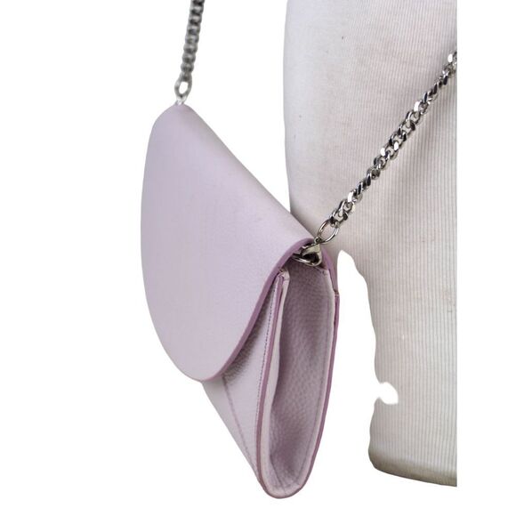 14th & Union PALE PINK GENUINE LEATHER FLAP CHAIN CROSSBODY SHOULDER BAG CLUTCH - Picture 6 of 16